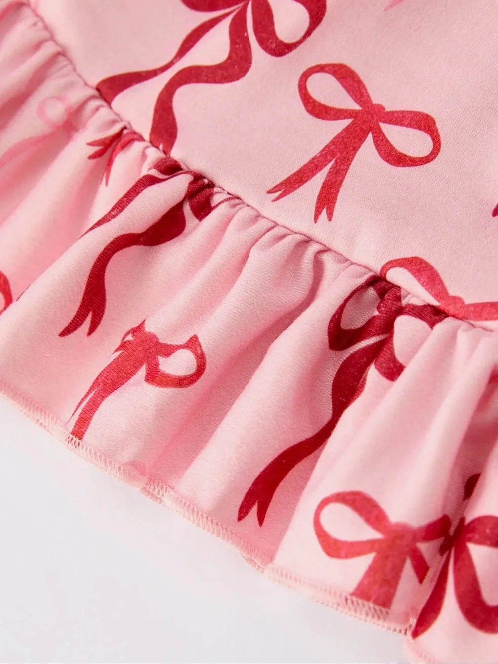 Rylee Faith Pink Bow Print Girls Dress With Ruffle Hem Toddler 7T